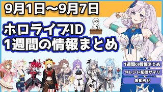 【週間まとめ #4】ホロライブID・EN 9/1-9/7での発表情報まとめ【#ホロライブ切り抜き/週刊JDOOOON】