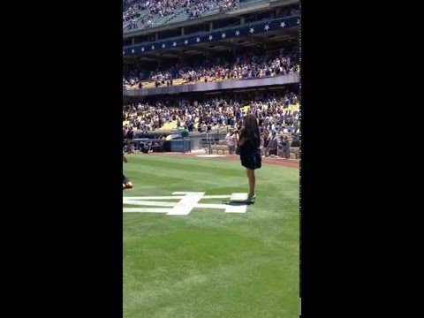 NATIONAL ANTHEM X FACTOR FINALIST STACY FRANCIS DODGERS GAME