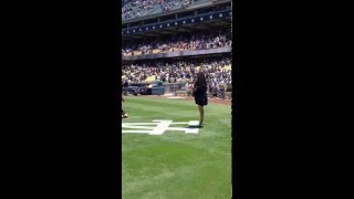 NATIONAL ANTHEM X FACTOR FINALIST STACY FRANCIS DODGERS GAME