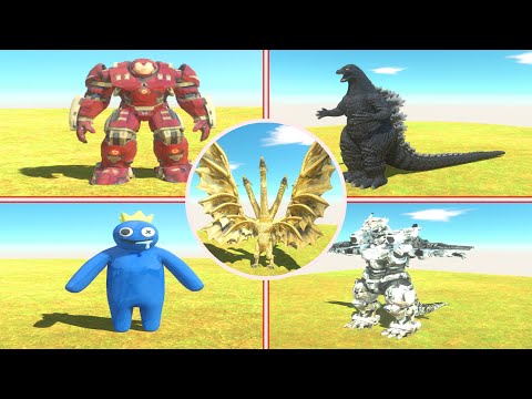 Godzilla vs Hulk vs Blue Rainbow Friends vs King Ghidorah Death Run | Animal Revolt Battle Simulator