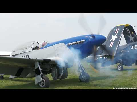 P-51 Mustang and F4U Corsair Perform in Airshow at Oshkosh 2021