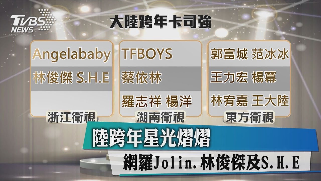 網羅Jolin、JJ、S.H.E! 陸跨年眾星雲集