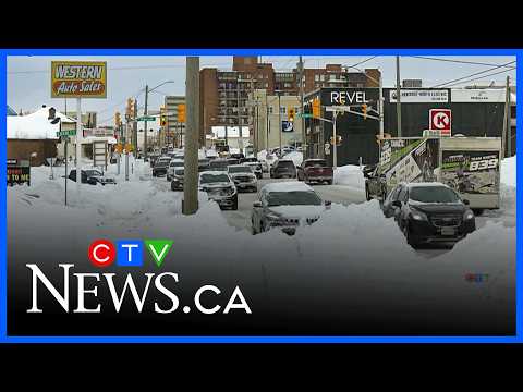 Cleanup after 60 cm snow fall taking time in Timmins