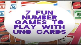 Number Games to play with Uno Cards for students- Educational Game Toddlers and 