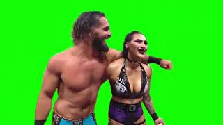 Seth Rollins & Rhea Ripley green screen