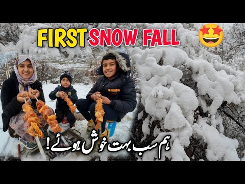 Snow Fall Extreme Cold BBQ in Gilgit-Baltistan❄️😋 | Traditional Village Life in Snowy Days 🤩❣️