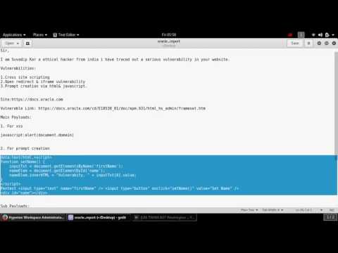 Xss & iframe Prompt creation vulnerability on oracle ( proof of concept )