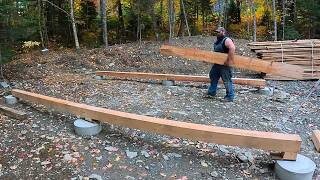 New Off Grid Cabin Build: Setting Foundation Beams :Episode 1