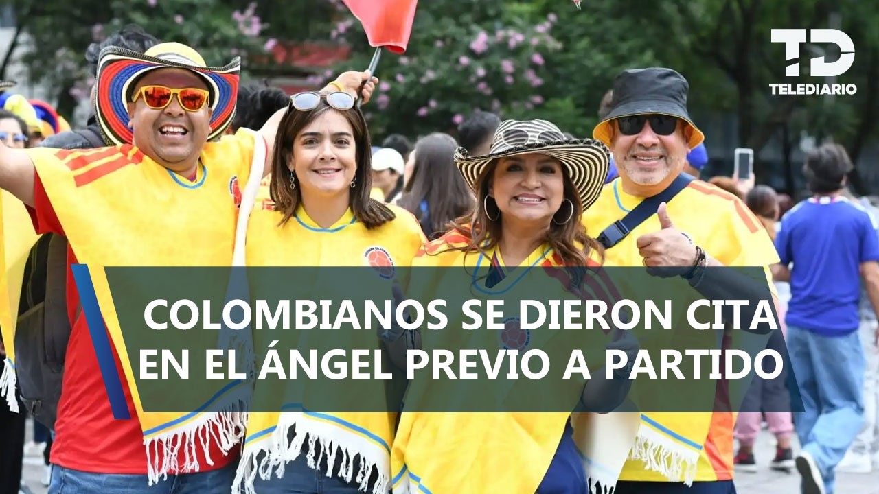 Colombianos se reúnen en el Ángel de la Independencia previo al partido contra Uzbekistán