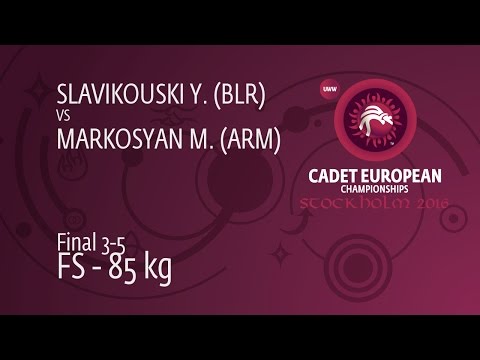 BRONZE FS - 85 kg: M. MARKOSYAN (ARM) df. Y. SLAVIKOUSKI (BLR), 4-1