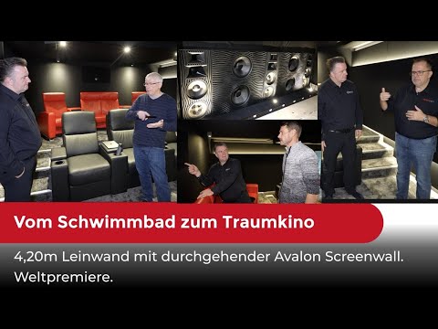 Vom Schwimmbad zum Traumkino: 4,20m Leinwand mit durchgehender Avalon Screenwall. Weltpremiere.