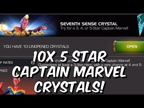 10x 5 Star Captain Marvel Grandmaster Featured Crystal Opening! - Marvel Contest Of Champions