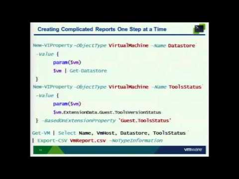 VMworld 2011: vsp2296 - What Everyone Ought to Know About Reporting vSphere Environment w/ Power CLI