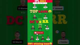 TATA IPL 2023 | RR vs DC Dream11 prediction | rr vs dc dream11 Team | DC vs RR #cricket #ind #shorts