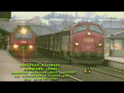 European Railways in the 1990s Denmark DSB Locations from Naestved to Kobenhavn on 28th March 1996