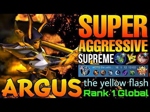 SUPREME VS SUPREME! Argus Aggressive Play! - Top 1 Global Argus by the yellow flash - Mobile Legends