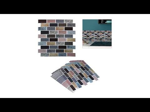 Set 10 Stickers Carrelage Aspect Pierre 31x31cm - Adhésif 3D Cuisine SDB - Design B Relaxdays