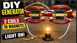 How to Make a DIY Electricity Generator Using 2 Coils & 16 Magnets  Easy Homemade Generator
