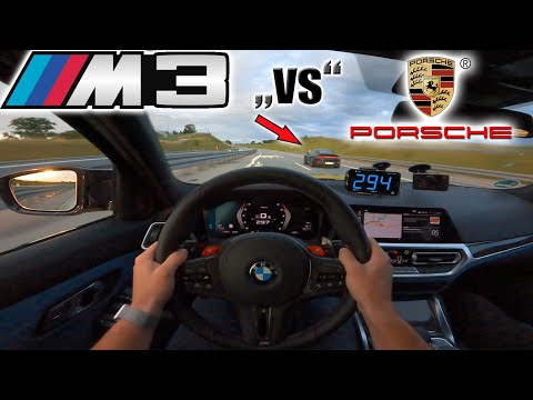 Crazy 2021 M3 Competition meets Porsche 992 and Macan Turbo on German Autobahn✔