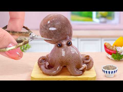 Recipes for Seafood Lovers 🐙 Crispy Fried Octopus with Black Bean Noodles 🍜 Tina Mini Cooking