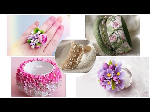 Beautiful flower polymer clay rings