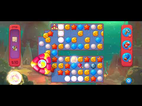 Fishdom Hard Level 2758 (with full seashell [Super Lightning] & double bomb) @choraelmin