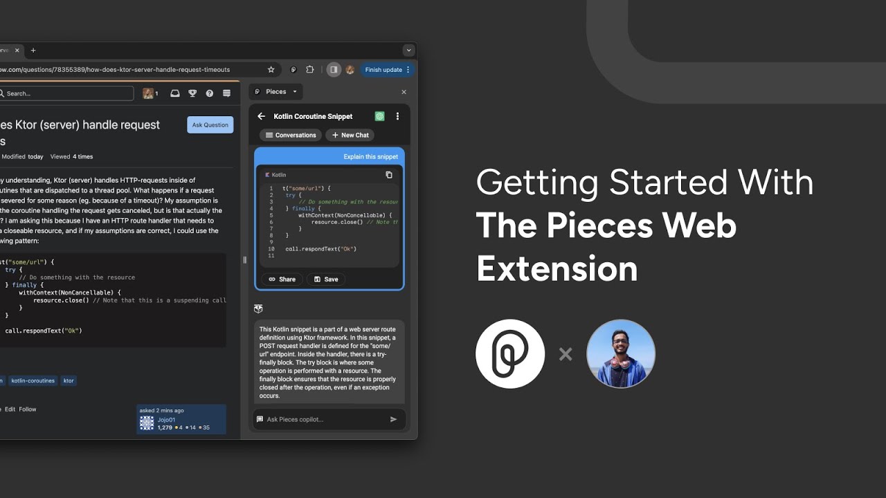Getting Started with the Pieces for Developers Web Extension video thumbnail