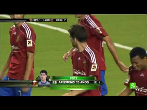 Gol de Arizmendi Sevilla FC 1 - 1 Zaragoza Jornada 2 Liga BBVA
