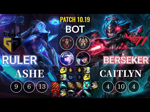 GEN Ruler Ashe vs T1 Berseker Caitlyn Bot - KR Patch 10.19