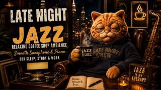 Late Night Jazz ☕ Relaxing Coffee Shop Ambience | Smooth Saxophone & Piano for Sleep, Study & Work