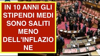 IN 10 ANNI GLI STIPENDI MEDI SONO SALITI MENO DELL'INFLAZIONE