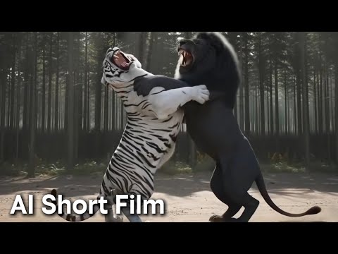BLACK GIANT LION vs WHITE GIANT TIGER: The Battle to Protect Humanity – AI Short Film