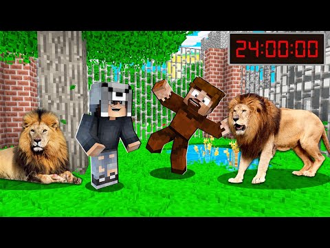 FAKİR 24 SAAT ASLAN KAFESİNDE KALDI! 😱 - Minecraft