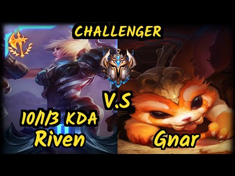 Revenge (RIVEN) vs GNAR - 10/1/3 KDA TOP CHALLENGER GAMEPLAY - NA