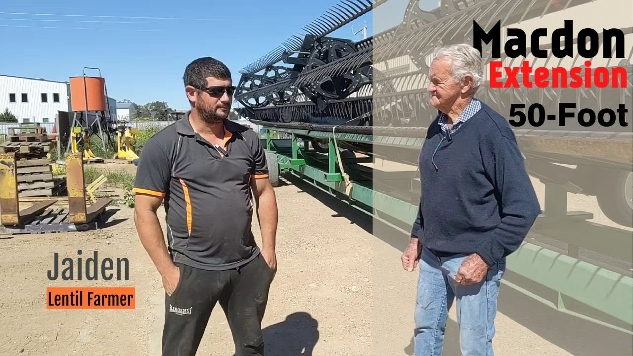 Jaiden Caccianiga, lentil farmer — talking about his MacDon front extended from 45ft to 50ft