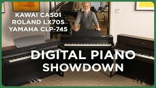 Video thumbnail for Digital Piano Showdown: Yamaha CLP745 vs Kawai CA501 vs Roland LX705 by Alamo Music Center - Pianos and Keyboards