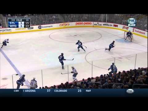 Mark Scheifele snapshot goal 1-1 St. Louis Blues vs Winnipeg Jets Feb 26 2015 NHL