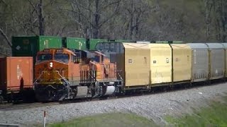 preview picture of video 'Norfolk Southern 288 NB Autoracks w/ BNSF Power! Austell,Ga 03-29-2015©'