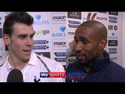 Gareth Bale joking around with Jermain Defoe after scoring his 1st Premier League hat-trick