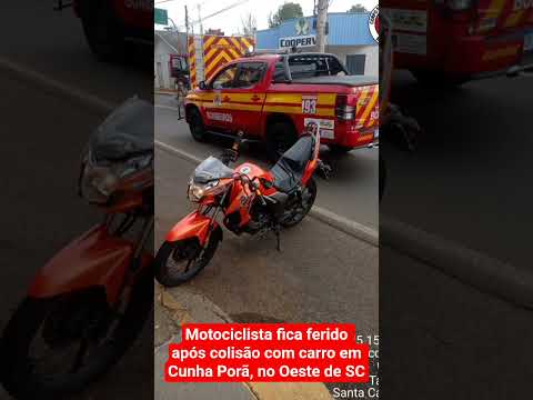 Motociclista fica ferido após colisão com carro em Cunha Porã, no Oeste de SC
