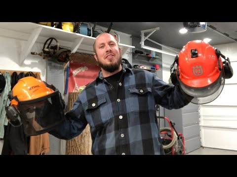 Husqvarna 592752602 Chainsaw Helmet with Metal Mesh Face Shield, Adjustable Ear Muffs for Hearing Protection, and Sun Peak, HDPE Forestry Helmet Shell, Orange video review thumbnail