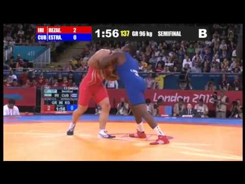 Ghasem Rezaei (IRI) vs Yunior Estrada Falcon (CUB) 96kg 1/2 Final - 2012 Olympic Games