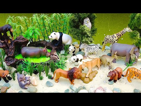 Safari Animal Toy Figurines and Fun Swamp Diorama