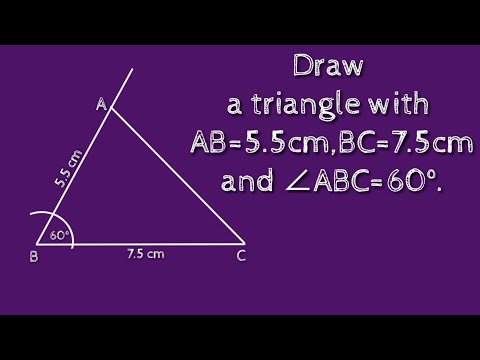 How to construct a triangle ABC with BC=7.5cm,AB=5.5cm and ∠ABC=60° using compass. shsirclasses.