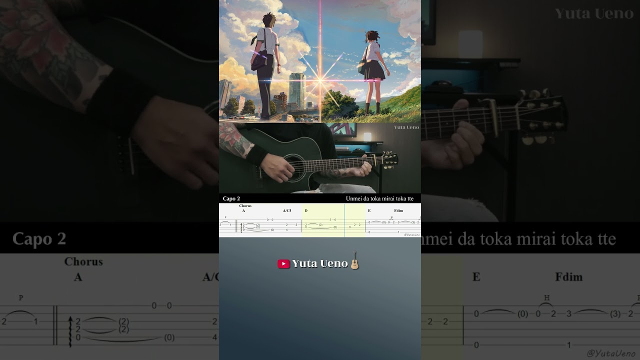 Sparkle - Your name - Fingerstyle Guitar TAB #Shorts