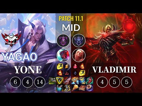JDG Yagao Yone vs Vladimir Mid - KR Patch 11.1