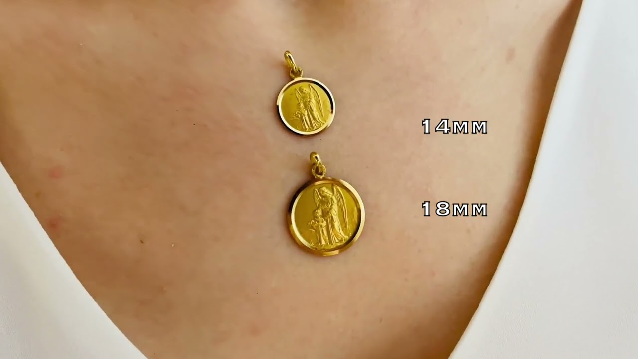 Medalla Ángel de la Guarda Oro 18kt Bisel 04516111452-04516111852 Medallas Religiosas Joyería Nicols