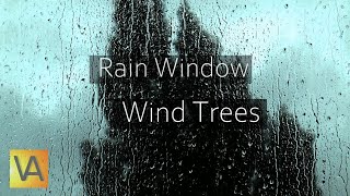 Rain Hitting Window with Wind Through Trees Sound