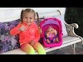 Diana And Baby Doll Play On The Outdoor Playground