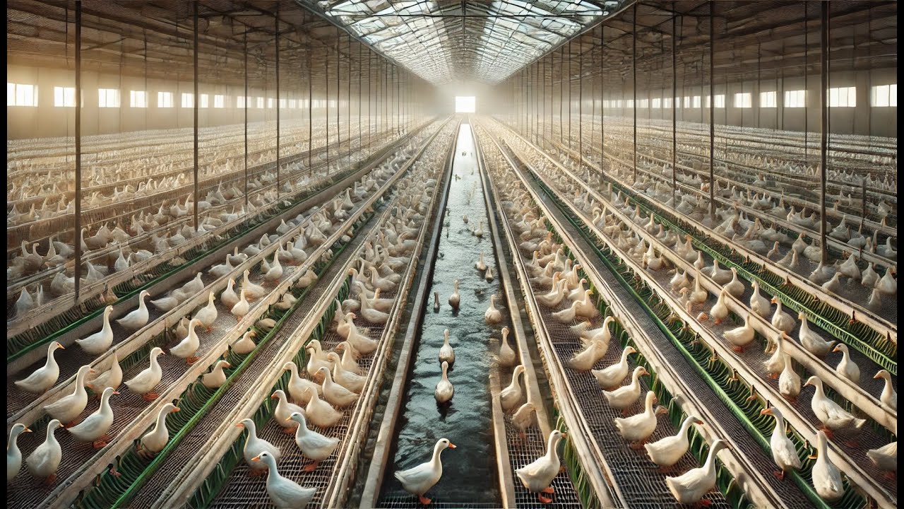 Exploring Large-Scale Duck Farming Technology for Meat Production – Incredible Process Revealed!